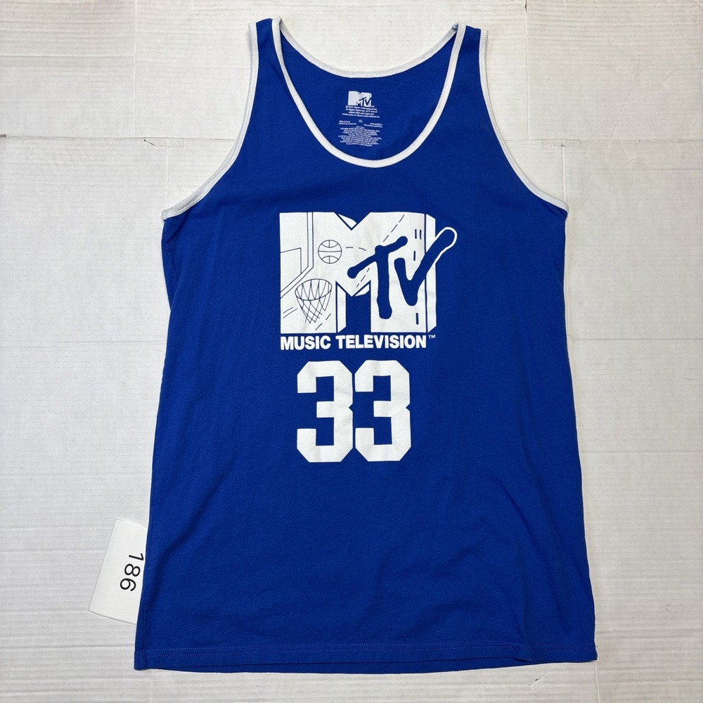 MTV Music Television Basketball 33 Tank Top Men's XL Blue White 2022
